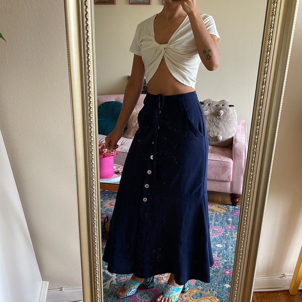 Nanette Lepore made in NYC button down maxi skirt size 2